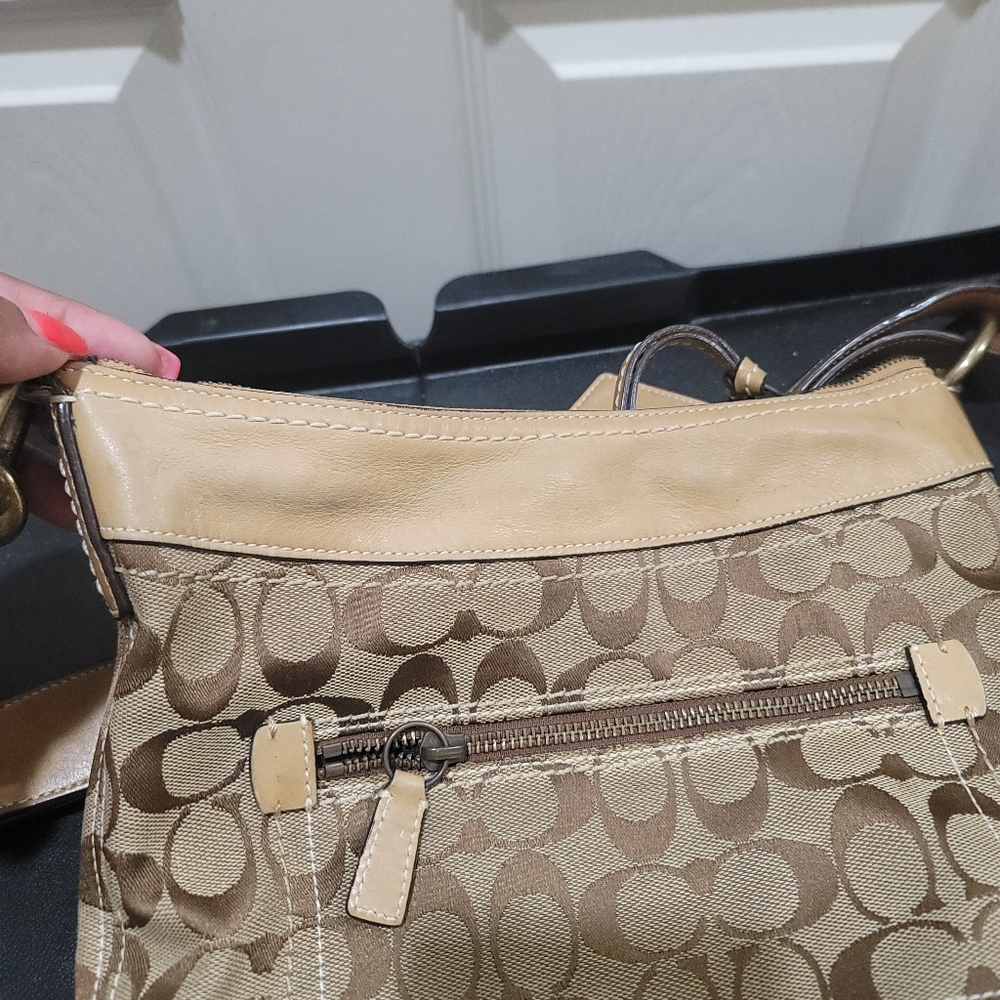 Coach Signature Monogram Leather Trim Crossbody Bag - Picture 6 of 10